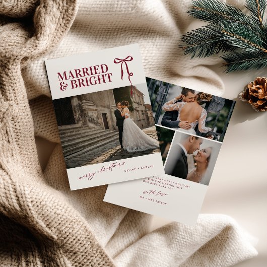 Married and Bright Newlywed Christmas Card Feestdagenkaart
