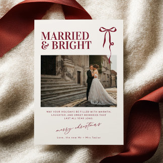 Married and Bright Newlywed Christmas Card Kaart