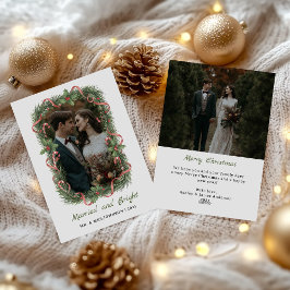Married and Bright Photo Christmas Holiday Card Feestdagenkaart