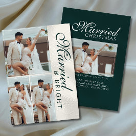 Married and Bright Photo Grid Newlywed Feestdagenkaart