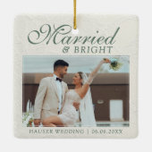 Married and Bright Photo Keepsake Wedding Keramisch Ornament (Achterkant)
