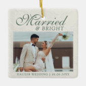 Married and Bright Photo Keepsake Wedding Keramisch Ornament (Voorkant)