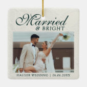 Married and Bright Photo Keepsake Wedding Keramisch Ornament (Achterkant)