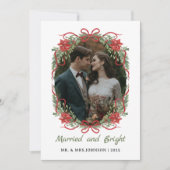 Married and Bright Red Bow Photo Christmas Feestdagenkaart (Voorkant)
