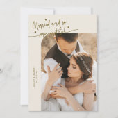 Married and Grateful Wedding Photo Cream Bedankkaart (Voorkant)