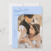Married and Grateful Wedding Photo Icy Blue Bedankkaart (Voorkant)