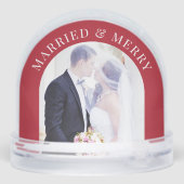 Married And Merry Arch Photos Newlywed Christmas Sneeuwbol (Achterkant)