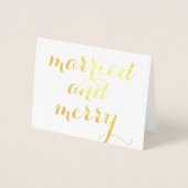 Married and Merry holly berry Christmas gold Folie Kaarten (Voorkant)