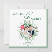 Married and Merry Newlywed Christmas Feestdagenkaart (Voorkant)