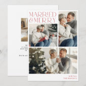 Married and Merry Photo Collage Feestdagenkaart (Voorkant / Achterkant)