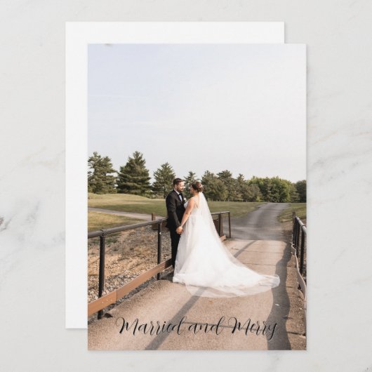 Married And Merry Script Font Kaart (Voorkant / Achterkant)