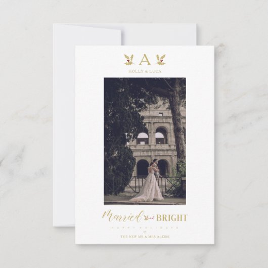 Married & Bright Christmas Initial Newlyweds Photo (Voorkant)