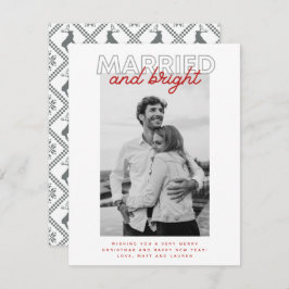 Married Bright Christmas Plaid Grey Pas getrouwd F Feestdagenkaart