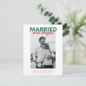 Married Bright Christmas Plaid Pas getrouwd Foto Feestdagenkaart (Staand voorkant)