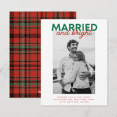 Married Bright Christmas Plaid Pas getrouwd Foto Feestdagenkaart (Voorkant / Achterkant)