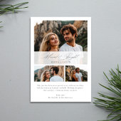 Married & Bright Elegant 3 Foto Pas getrouwd Feestdagenkaart