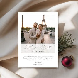 Married & Bright Elegant Script Newlywed Photo Feestdagenkaart