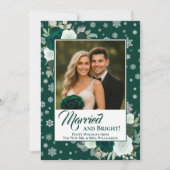 Married & Bright Emerald Roses Festive Newlyweds Feestdagenkaart (Voorkant)