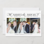 Married & Bright Foto Pas getrouwd Koppels Kerst Feestdagenkaart (Voorkant)