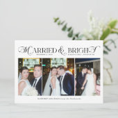 Married & Bright Foto Pas getrouwd Koppels Kerst Feestdagenkaart (Staand voorkant)