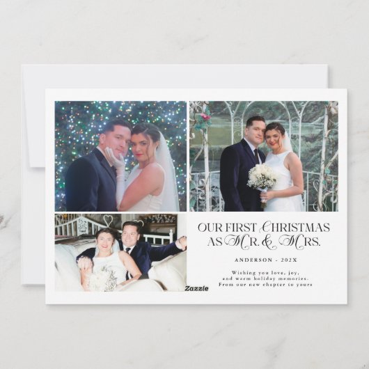 Married & Bright Foto Pas getrouwd Koppels Kerst Feestdagenkaart (Achterkant)