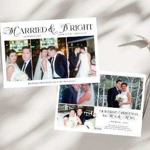 Married & Bright Foto Pas getrouwd Koppels Kerst Feestdagenkaart