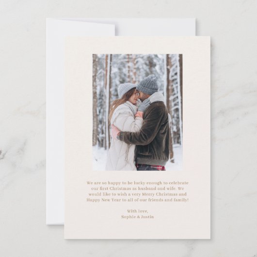 Married & Bright Fotopaar Eerste kerst Kaart (Achterkant)