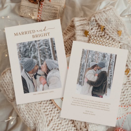 Married & Bright Fotopaar Eerste kerst Kaart