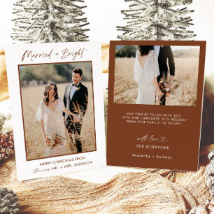 Married & Bright Holiday Christmas Kaart, Boho Kaa Kaart