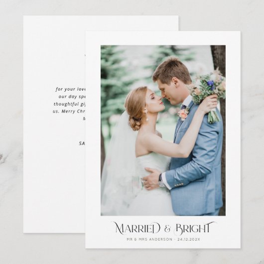 Married & Bright Holiday Wedding aangekondigd Kaart (Voorkant / Achterkant)