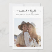 Married + Bright Modern Christmas 3 Photo Newlywed Feestdagenkaart (Voorkant)