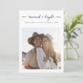 Married + Bright Modern Christmas 3 Photo Newlywed Feestdagenkaart (Staand voorkant)