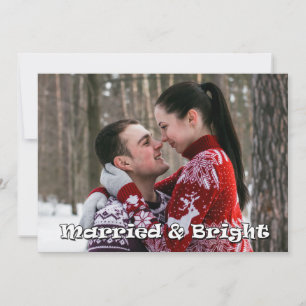 Married & Bright Pas getrouwd Kerstfoto Feestdagenkaart