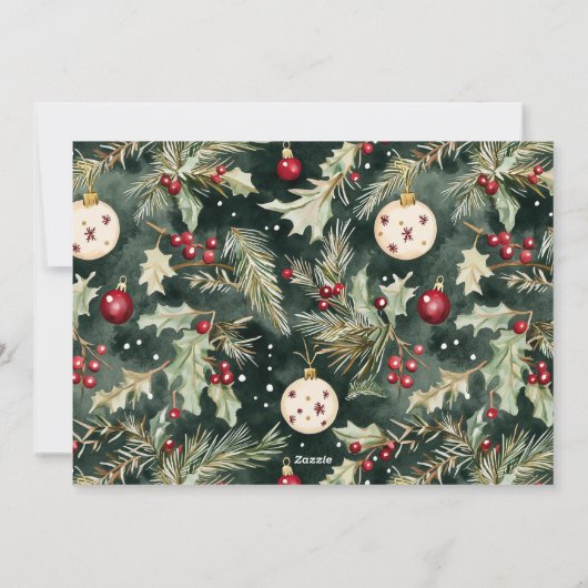 Married & Bright Red Bow Holly Pas getrouwd 2 Foto Feestdagenkaart (Achterkant)