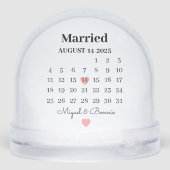 Married Calendar Date Personalised Wedding Day Sneeuwbol (Achterkant)