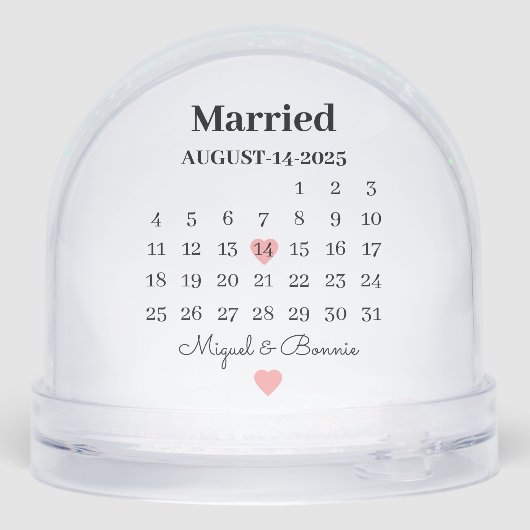Married Calendar Date Personalised Wedding Day Sneeuwbol (Achterkant)