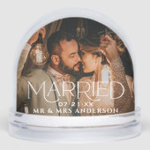 Married Christmas Custom Wedding Photo Monogram Sneeuwbol (Voorkant)