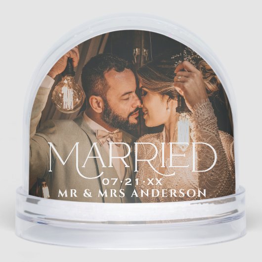 Married Christmas Custom Wedding Photo Monogram Sneeuwbol (Voorkant)