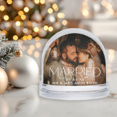 Married Christmas Custom Wedding Photo Monogram Sneeuwbol