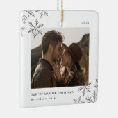 Married Christmas Silver Snowflakes 2 Photo Keramisch Ornament (Rechts)