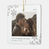 Married Christmas Silver Snowflakes 2 Photo Keramisch Ornament (Links)
