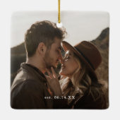 Married Christmas Silver Snowflakes 2 Photo Keramisch Ornament (Achterkant)