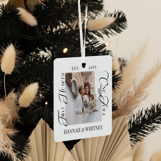 Married Couples Photo Two Hearts One Soul Keepsake Metalen Ornament