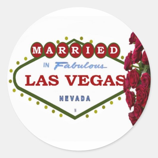 MARRIED IN Las Vegas Red Roses Sticker (Voorkant)