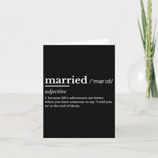 Married Life Funny Definition Joke Humor Marriage Kaart (Voorkant)
