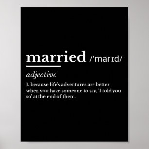 Married Life Funny Definition Joke Humor Marriage Poster