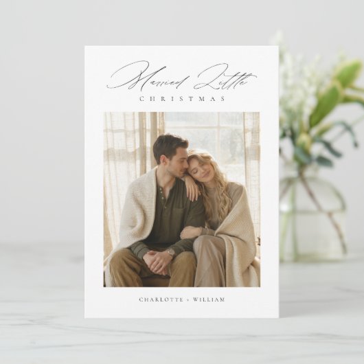 Married Little Christmas Newlywed Photo Collage Feestdagenkaart (Staand voorkant)