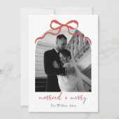 Married & Merry Bow Arch Photo Christmas Feestdagenkaart (Voorkant)