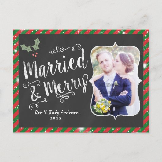 MARRIED & MERRY Briefkaart Chalk Vakantie Fotokaar (Voorkant)