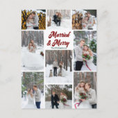 Married & Merry Christmas Couple Photo Collage Feestdagenkaart (Voorkant)